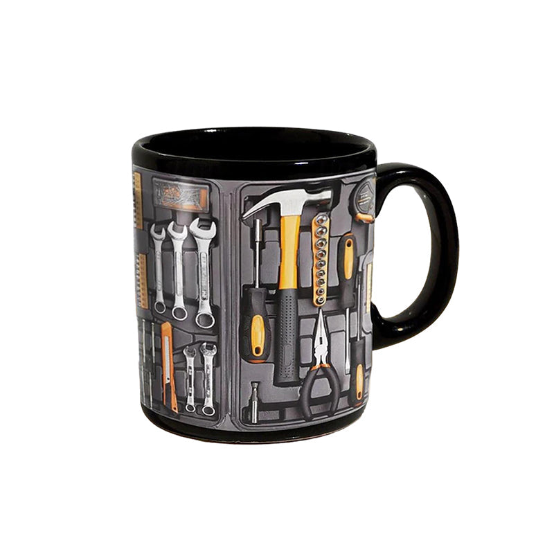 Toolbox Print Ceramic Mug | Double-Sided 3D Design, C-Shaped Handle | Dishwasher & Microwave Safe, Novelty Kitchen Gift