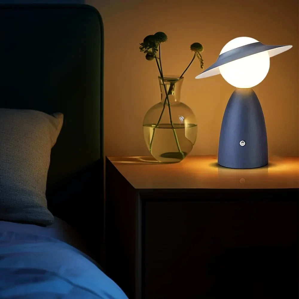 Touch Lamp with Wireless Charging Pad, Metal | Dimmable LED, Blue or Red | Adjustable Bedside & Desk Charging Light