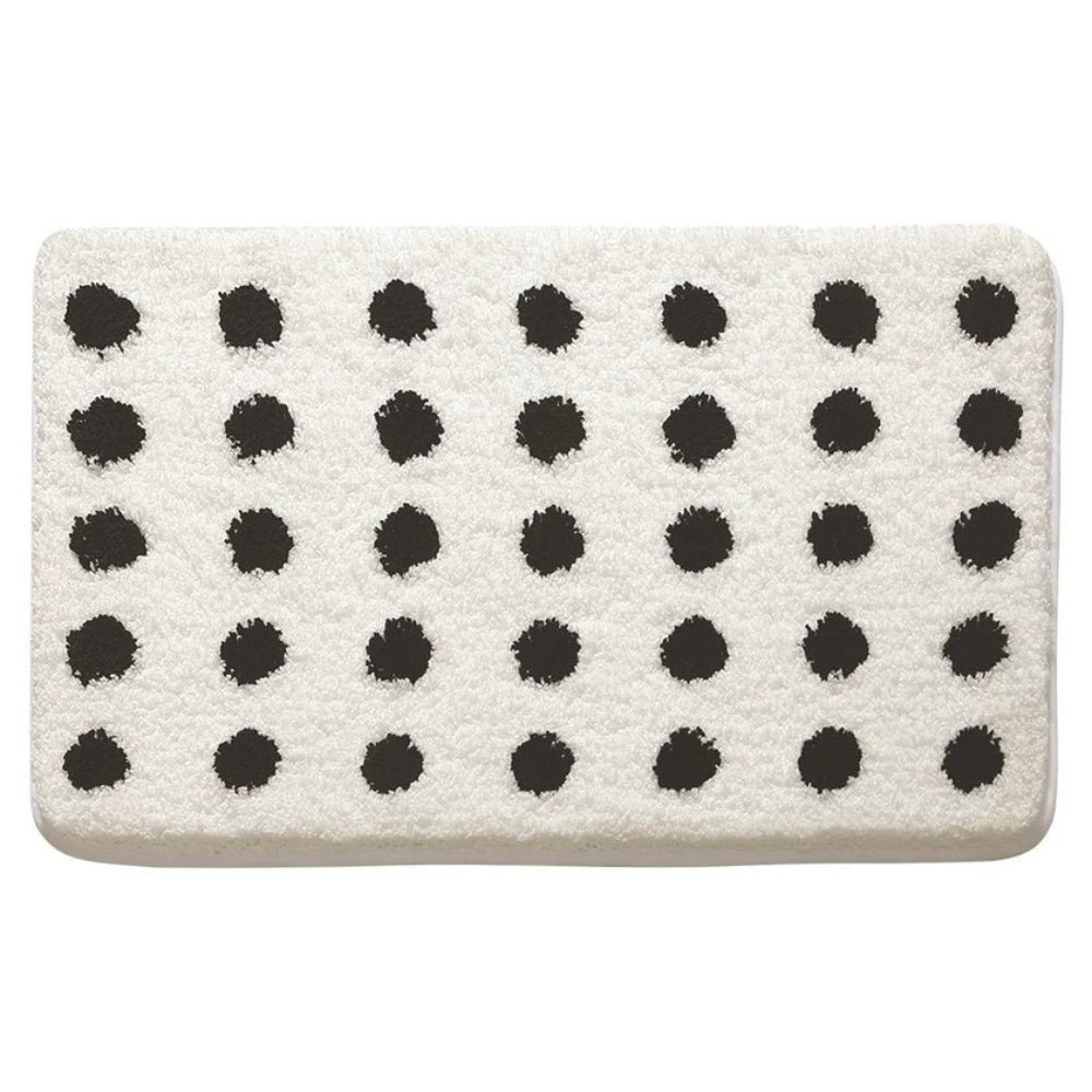 Tufted Plush - Polka Dot Bath Mat - Soft Microfiber Non-Slip Design