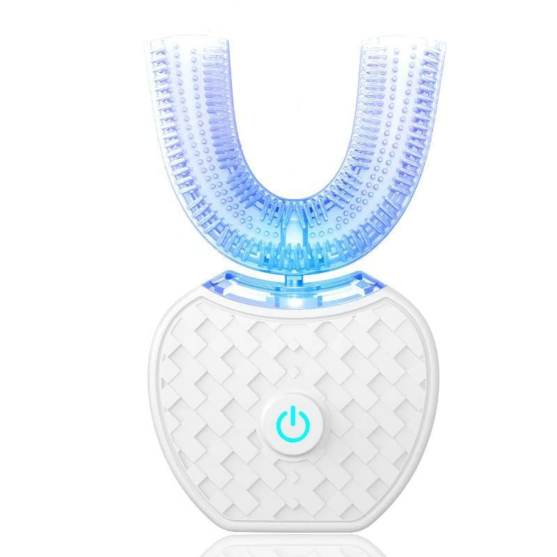 U-Shaped Automatic Toothbrush | 360 Degree Silicone Bristles, 4 Modes | Nano Blue Light Whitening, Wireless Charging