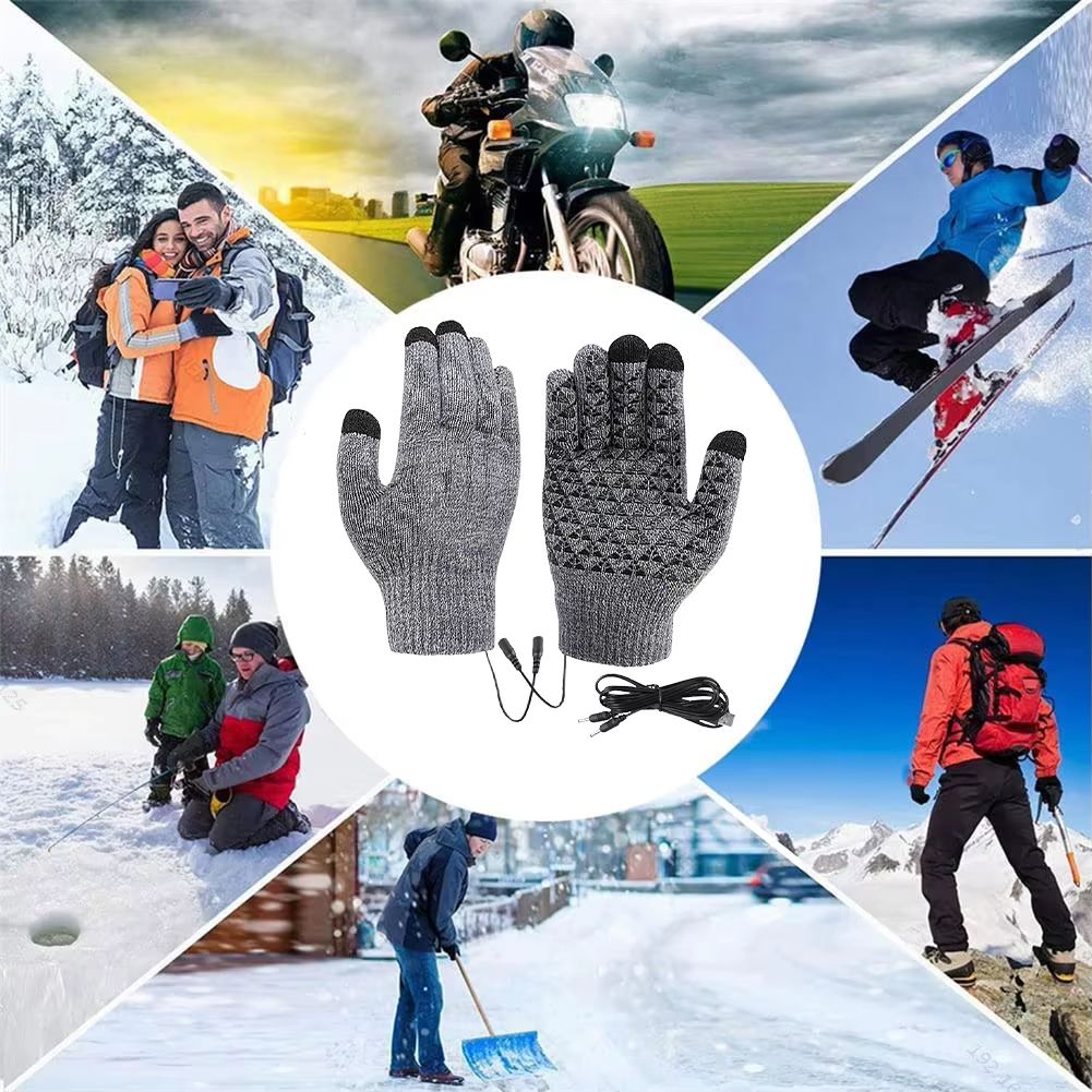 USB Electric Heated Gloves for Skiing, Riding & Outdoor Adventure | Touchscreen Fingertips | USB Powered Instant Warmth