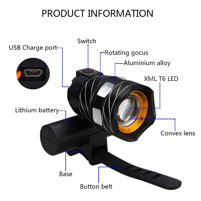 USB Rechargeable Bike LED Light | 5 LED 50 lm, 4 Light Modes, 240° Angle | IPX6 Waterproof, Gel Strap, 8hr Runtime