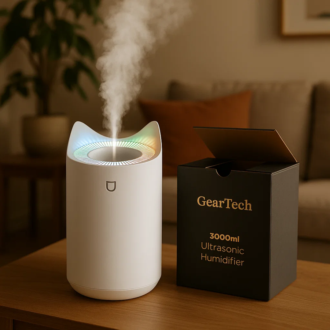 Ultrasonic Humidifier 3000ml Tank | 3 Mist Modes, Whisper-Quiet Operation | Up to 24 Hours Continuous Mist Output