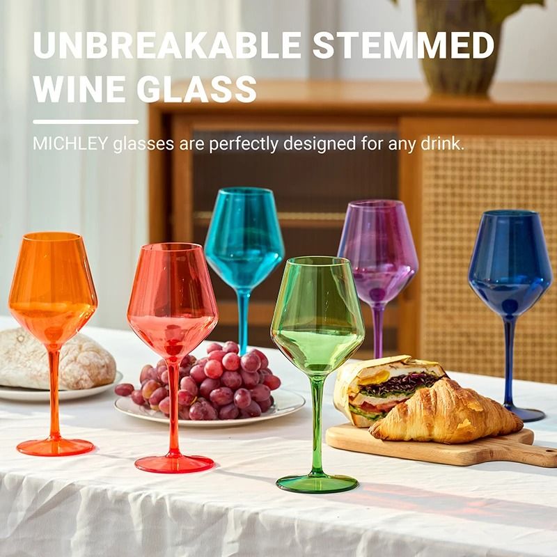 Unbreakable Wine Glass Set Plastic | Crystal-Clear Finish, Dishwasher Safe | Ideal for Outdoor Parties and Travel