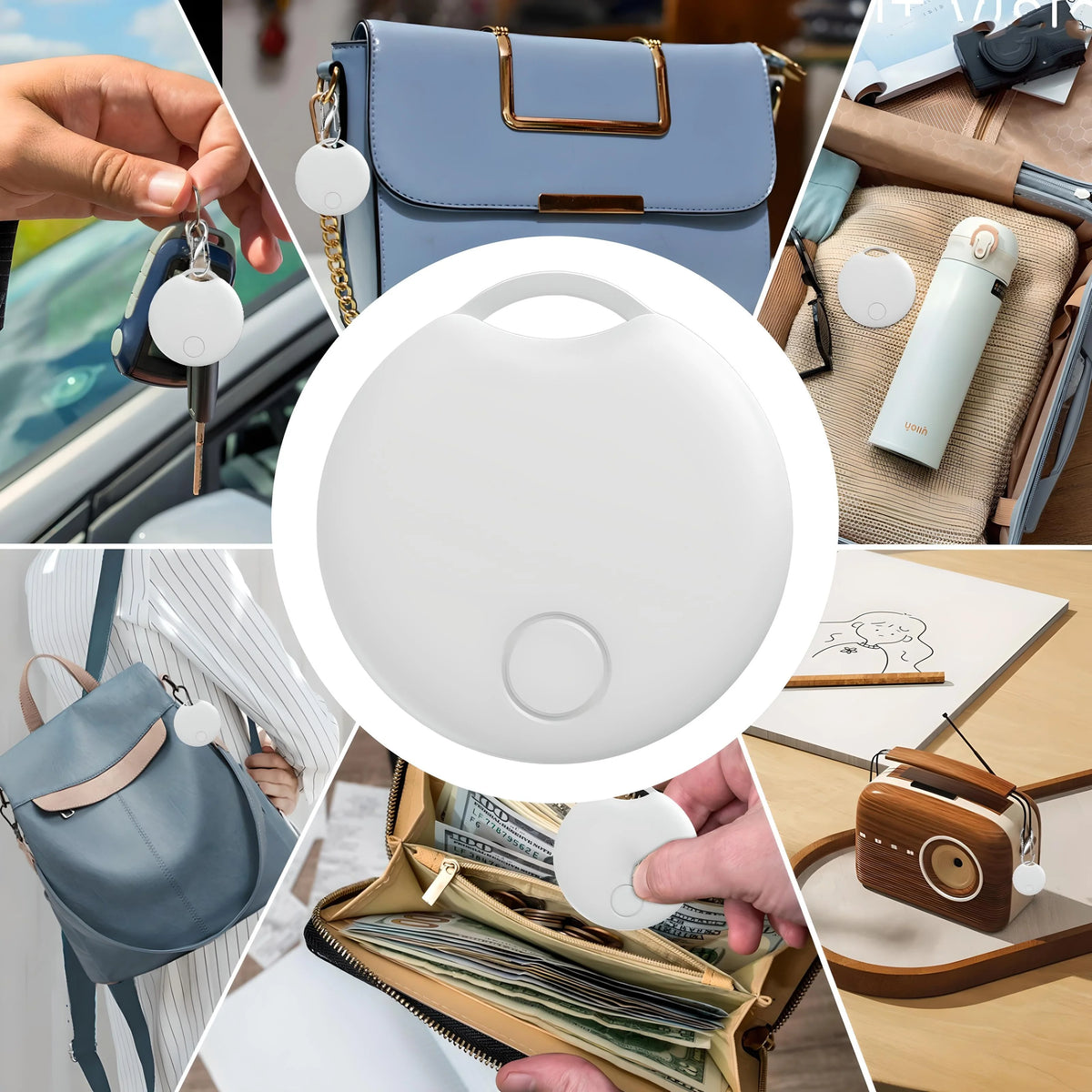 Universal Luggage Tracker | Loop Top, One-Button Face