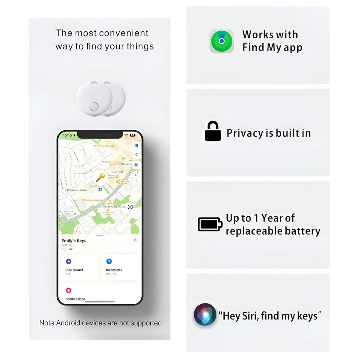 Universal Luggage Tracker | Loop Top, One-Button Face