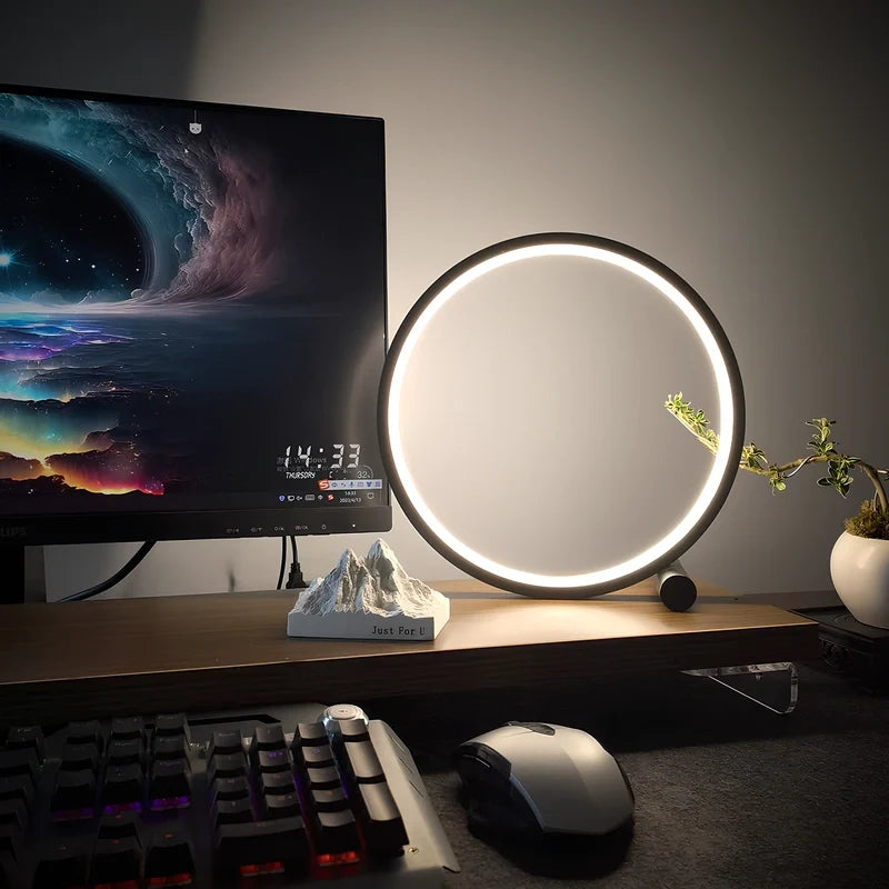 Bedside Lamps Dimmable LED Ring Design Aluminium with Two Light Colours 11