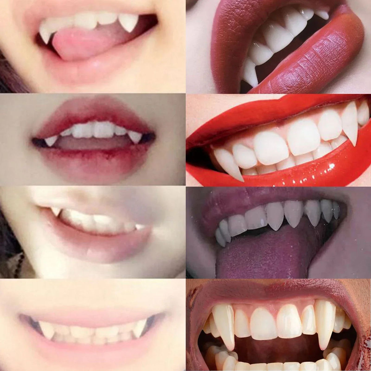 Vampire Fangs Halloween Costume Teeth | 5 Pairs Resin Fang Set | Natural-Looking Individual Fangs with Adhesive
