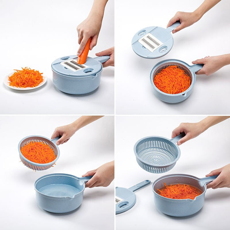 Vegetable Slicer Kit Stainless Steel Handheld with 5 Blade Combinations