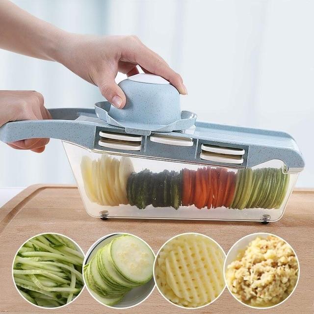Vegetable Slicer | Seven Blade Inserts And Catch Container