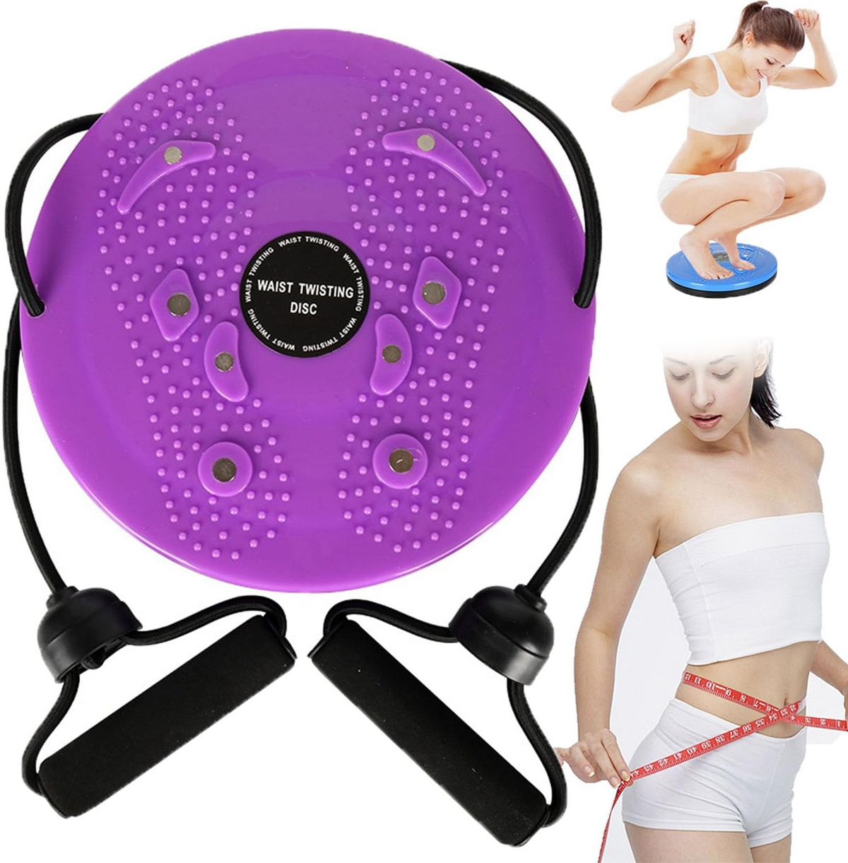 Waist Twisting Disc for Core & Balance Training | Magnetic Massage Nodes & Resistance Ropes | ABS Plastic, Max Load 100 kg