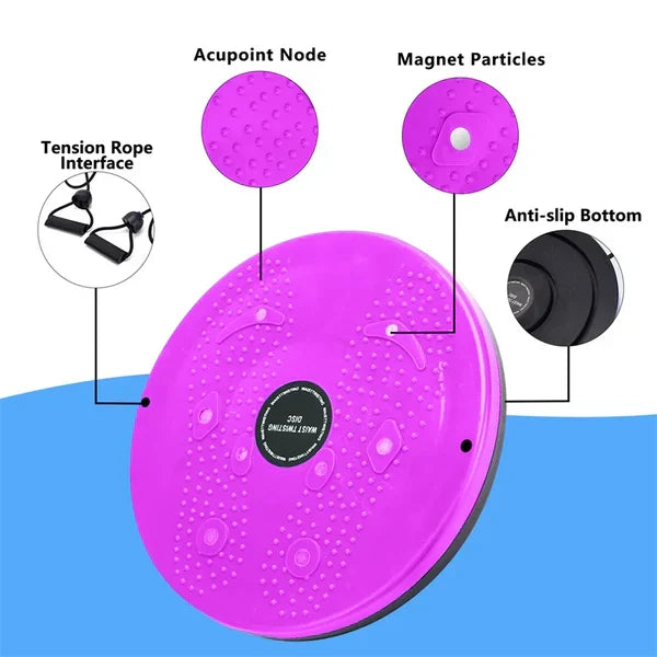Waist Twisting Disc for Core & Balance Training | Magnetic Massage Nodes & Resistance Ropes | ABS Plastic, Max Load 100 kg