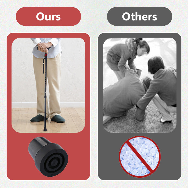 Walking Stick for Elderly | LED Torch & SOS Alarm | Adjustable 73-95.5 cm Foldable Aluminium Alloy Cane with Radio, 500 g