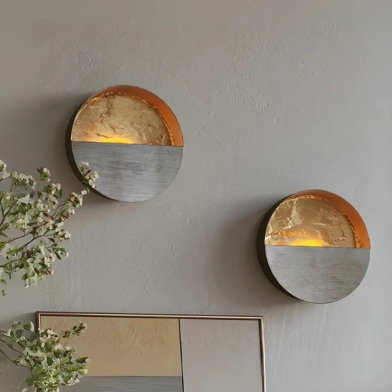 Wall Candle Holder Iron 20.5 x 8 cm | Hand-Hammered Gold Interior | Reflects Candlelight for Warm Ambient Glow