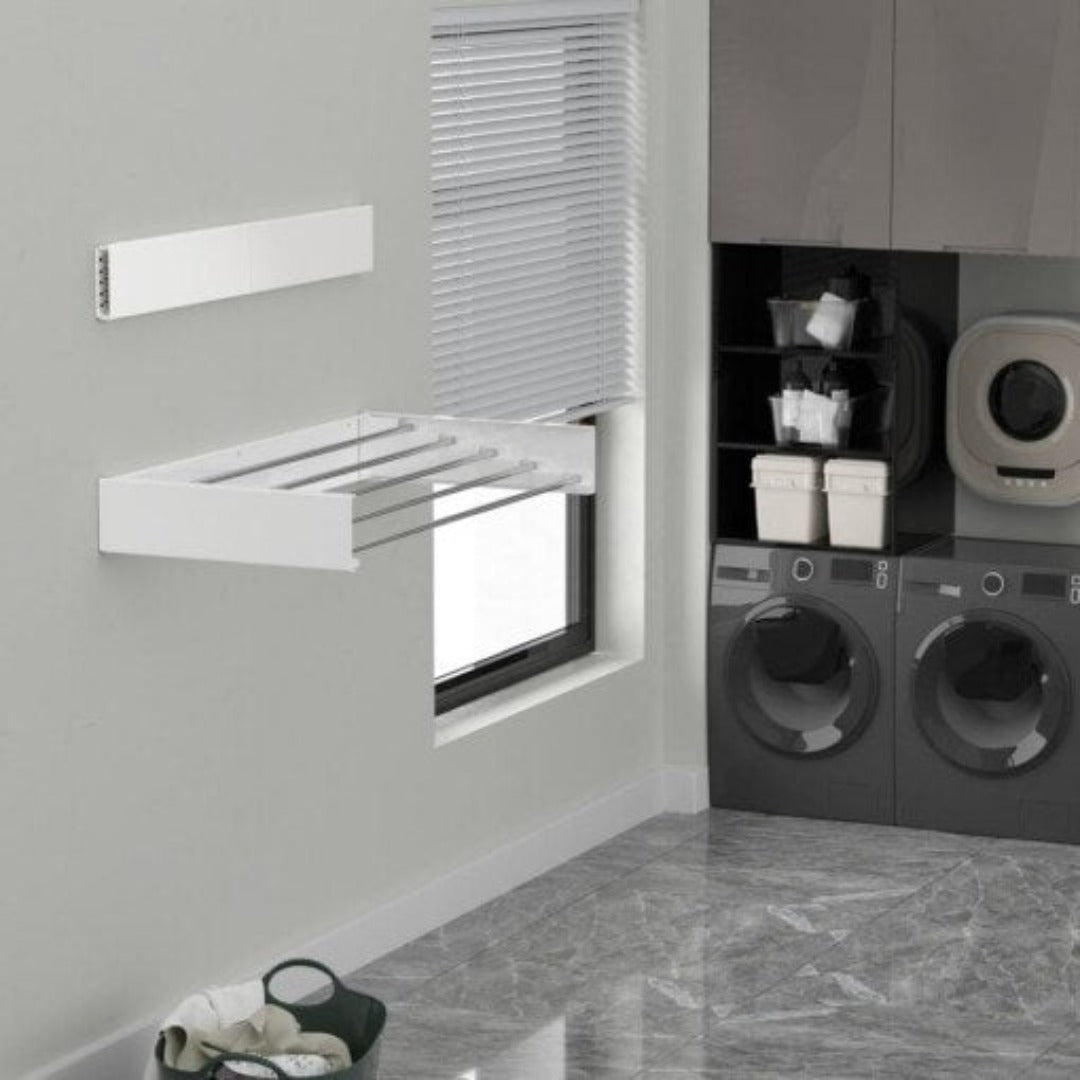 Wall-Mounted Drying Rack Foldable Stainless Steel Aluminium with 5 Bars