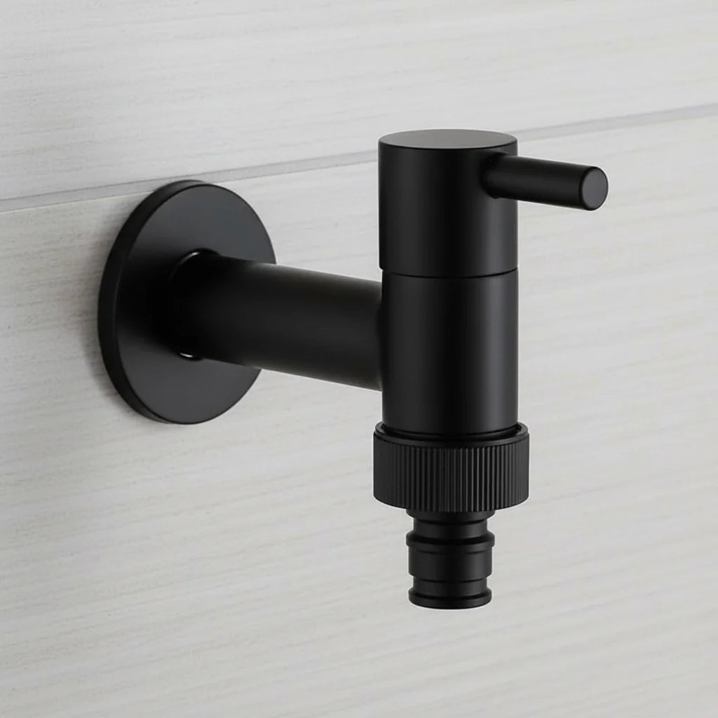 Wall-Mounted Faucet | Matt Black Brass Garden & Utility Tap