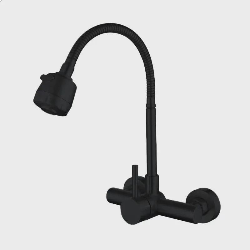 Wall Mounted Kitchen Faucet Stainless Steel | 360 Rotatable Spout, Hot and Cold Control | Corrosion Resistant Brushed Finish