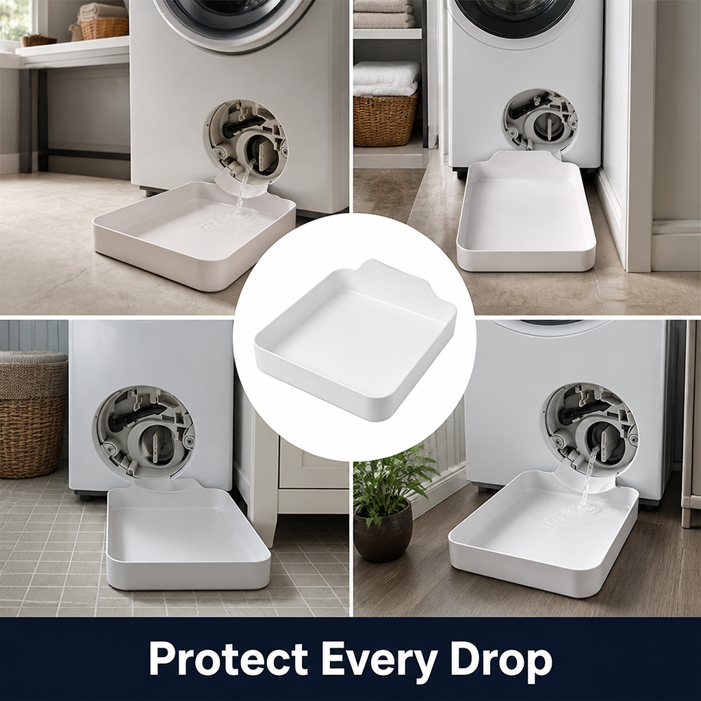 Washing Machine Drainage Tray Polypropylene | Slim Leak-Proof Design, Universal Fit | Protects Floors from Water Damage