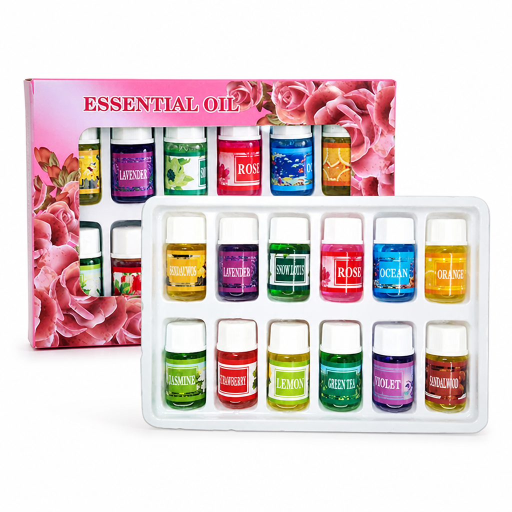 Water-Soluble Essential Oils Set 12 x 3 ml | 12 Scents for Aroma Diffusers | Clog-Free, Long-Lasting Home Fragrance
