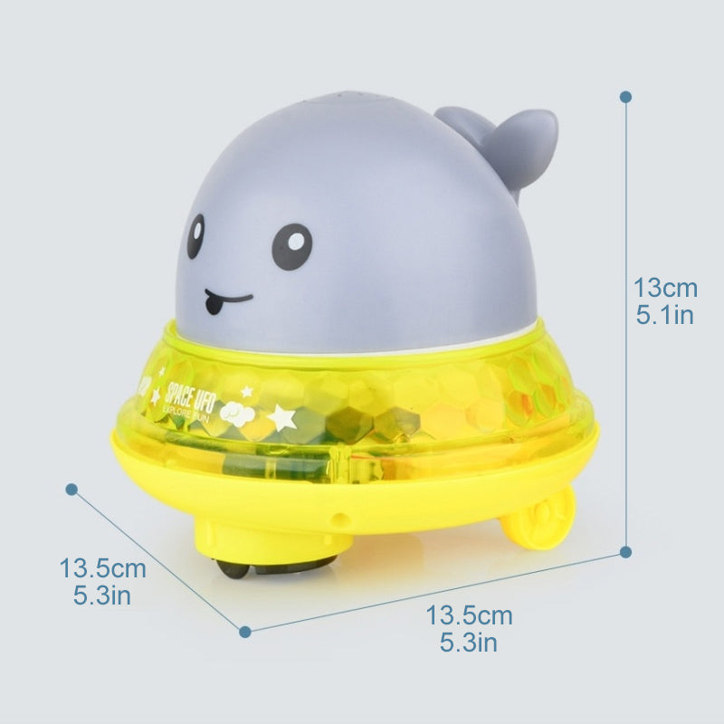 Water Spray Bath Toy ABS | Flashing Lights, Automatic Spray & Rotating Float Function | Converts to Spinning Base Toy