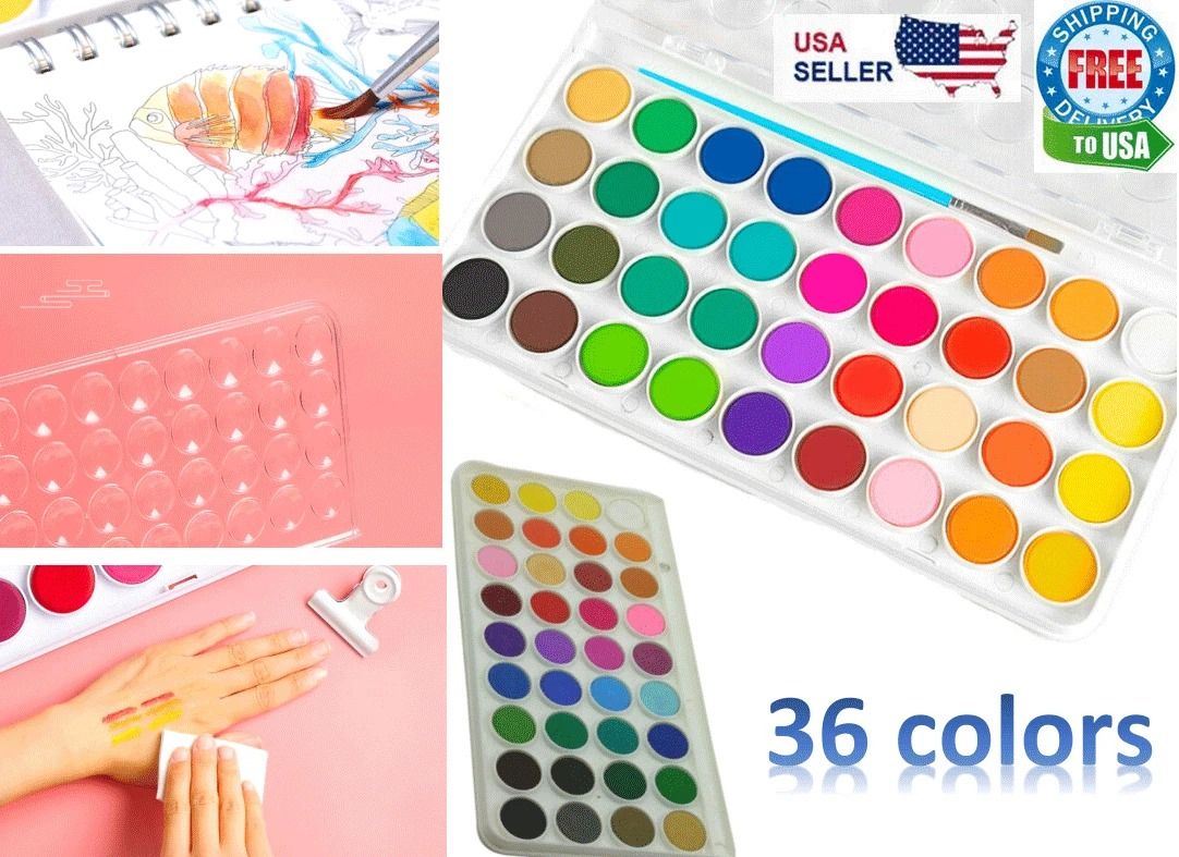 Watercolour Paint Set 36 Colours | 10 Artist Brushes Included | Portable Kit for Beginners & Professionals Alike
