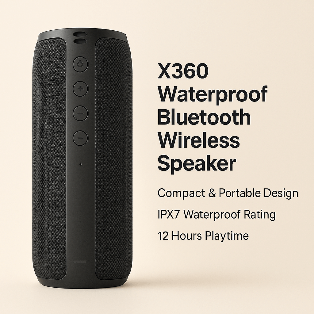 Waterproof Bluetooth Speaker 10W | Bluetooth 5.2 TWS Dual Pairing | 12H Playtime, TF Card/USB Flash Drive Support