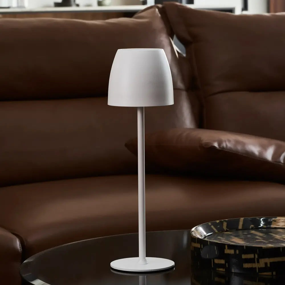 Waterproof Cordless Rechargeable Table Lamp Iron 10 x 38 cm | Black, White, Brown | 24-Hour Battery, Touch Dimmable
