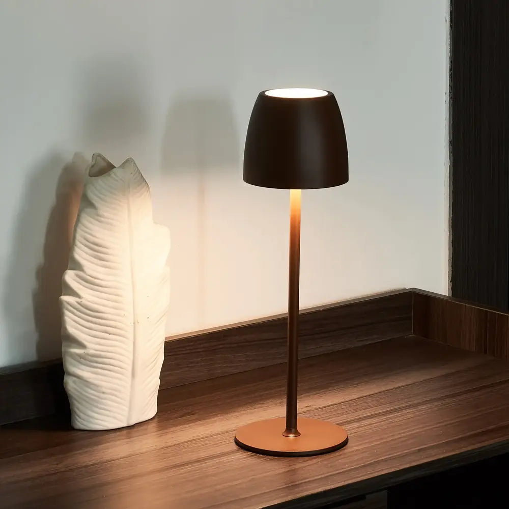Waterproof Cordless Rechargeable Table Lamp Iron 10 x 38 cm | Black, White, Brown | 24-Hour Battery, Touch Dimmable