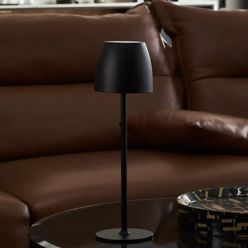 Waterproof Cordless Rechargeable Table Lamp Iron 10 x 38 cm | Black, White, Brown | 24-Hour Battery, Touch Dimmable