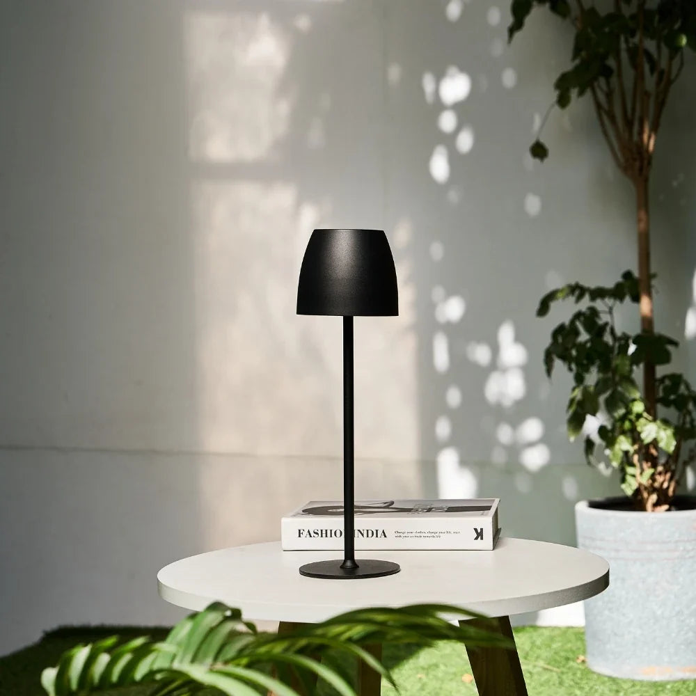 Waterproof Cordless Rechargeable Table Lamp Iron 10 x 38 cm | Black, White, Brown | 24-Hour Battery, Touch Dimmable