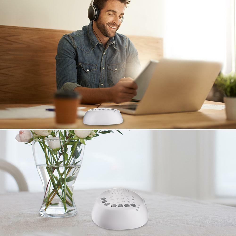 White Noise Sleep Sound Machine | 15 Natural Sounds & 8 Volume Levels | Timer Function, USB Powered, Portable Design