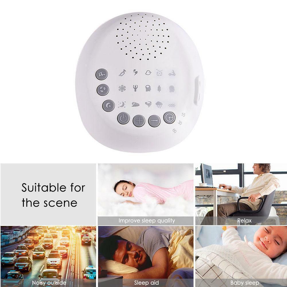 White Noise Sleep Sound Machine | 15 Natural Sounds & 8 Volume Levels | Timer Function, USB Powered, Portable Design