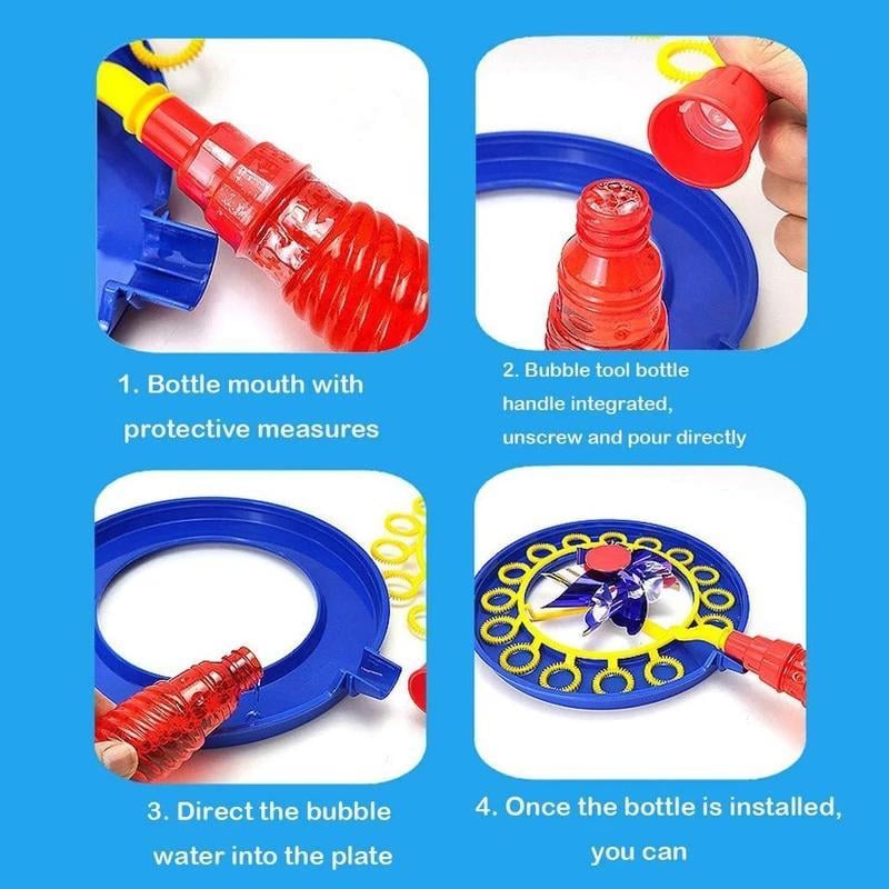 Wind-Powered Bubble Stick Toy ABS No-Battery with Spinning Windmill Design