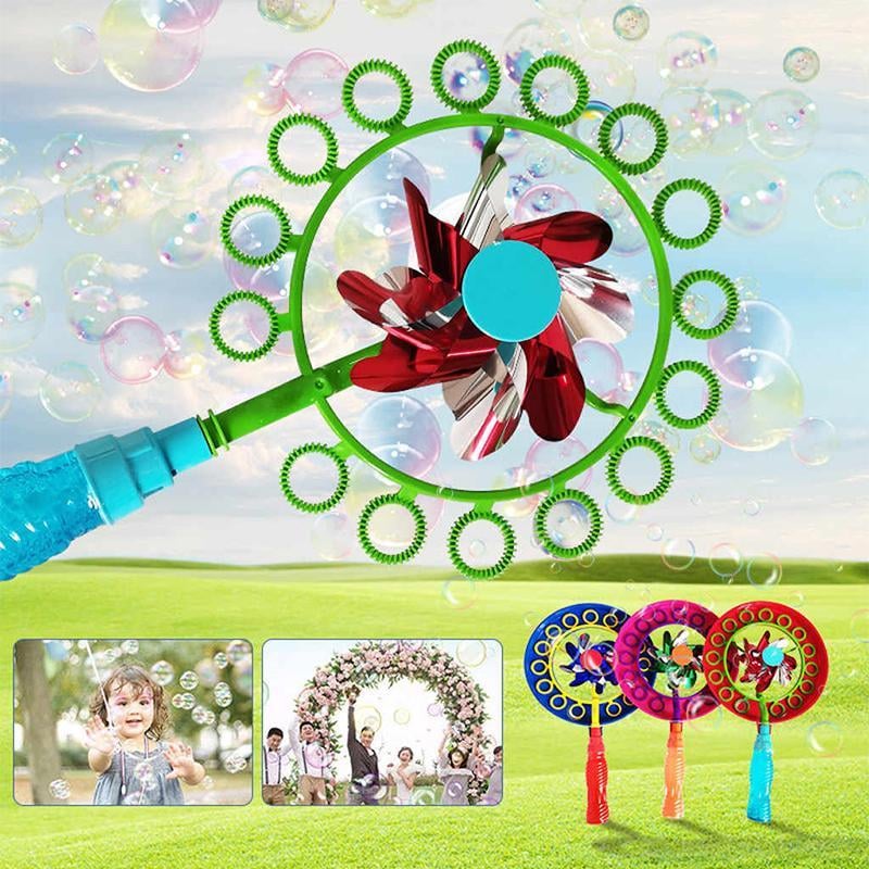 Wind-Powered Bubble Stick Toy ABS No-Battery with Spinning Windmill Design