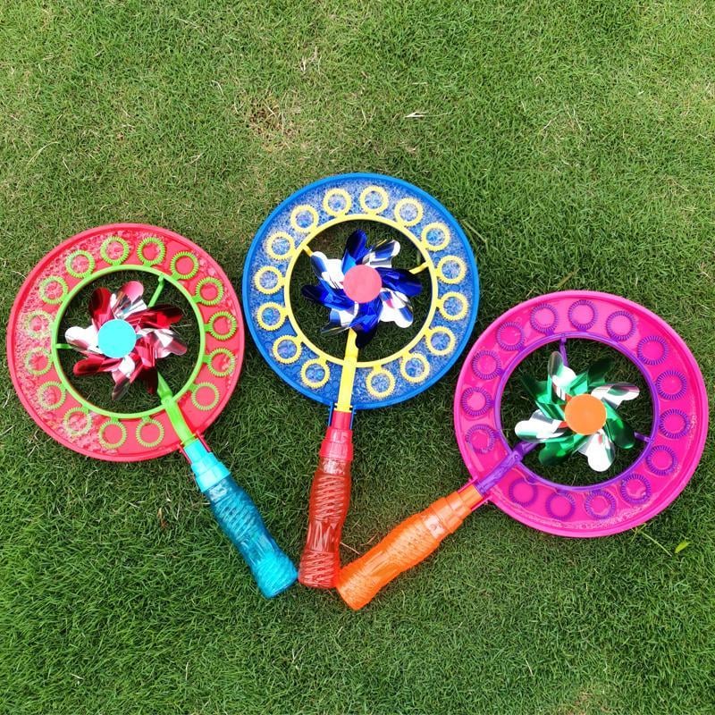 Wind-Powered Bubble Stick Toy ABS No-Battery with Spinning Windmill Design