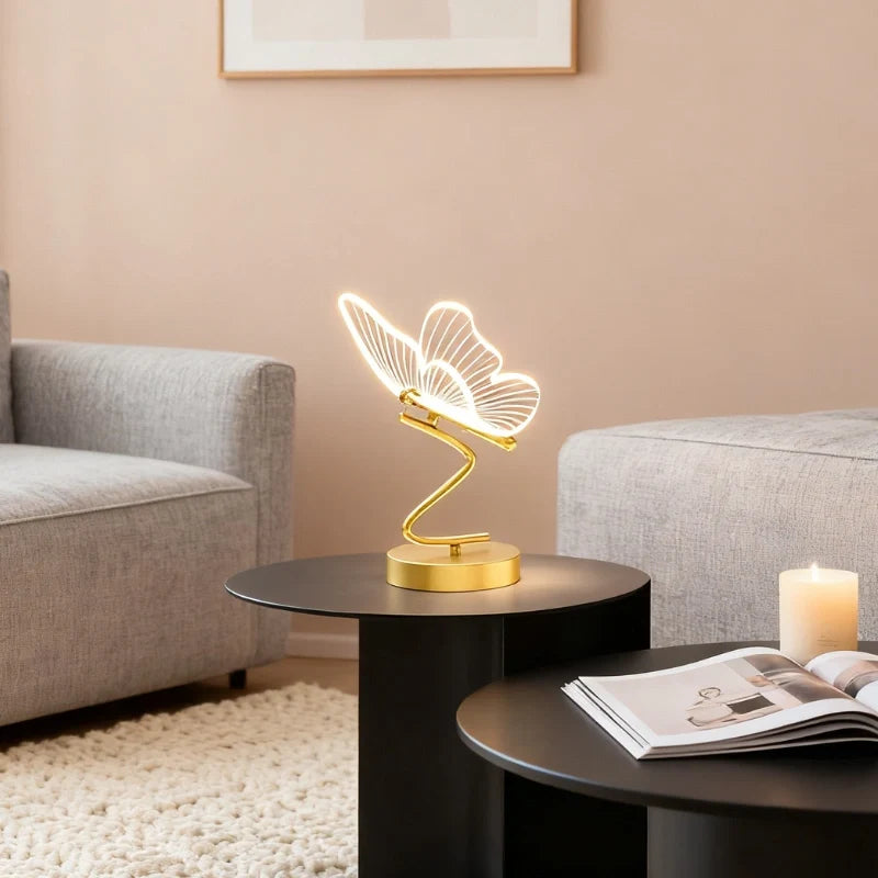 Wing Table Lamp Iron & Acrylic | Sculpted Wing Design | Rechargeable, 3-Tone, Cordless, 10-Hour Battery
