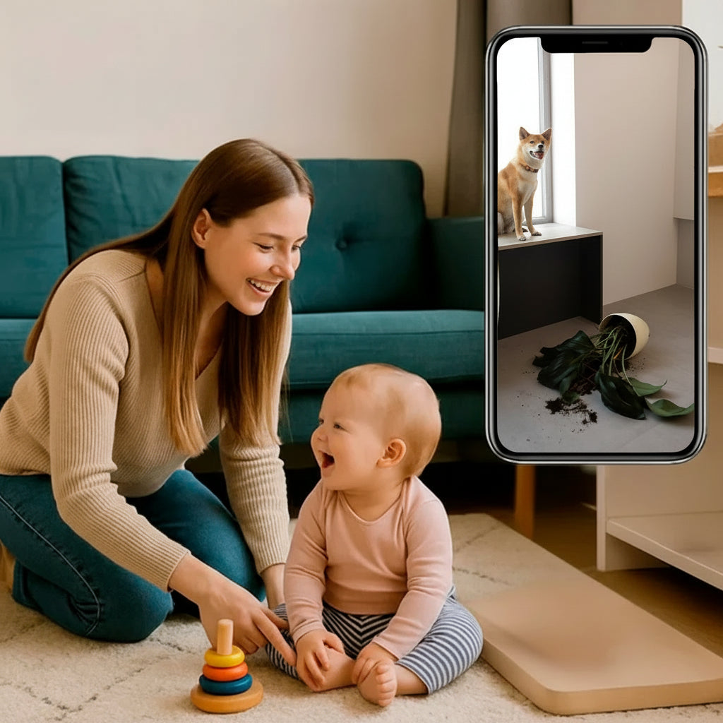 Wireless Baby Monitor Camera 1080P Full HD | WiFi Audio & Video Monitoring | Discreet Design, Optional 16-64GB Storage