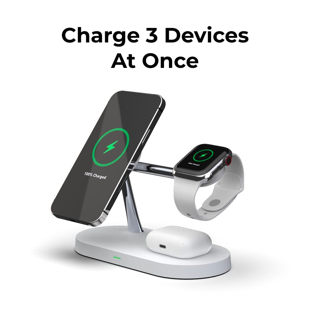 Wireless Charger 4-in-1 Magnetic Qi MagSafe Stand with LED Touch Panel
