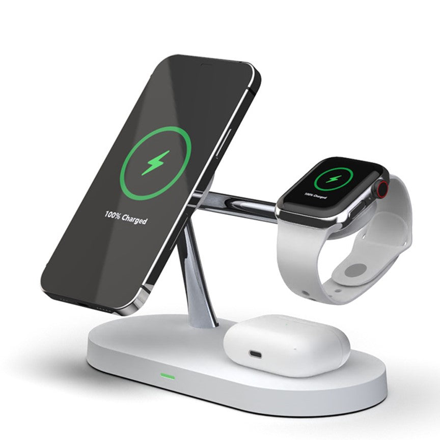 Wireless Charger 4-in-1 Magnetic Qi MagSafe Stand with LED Touch Panel