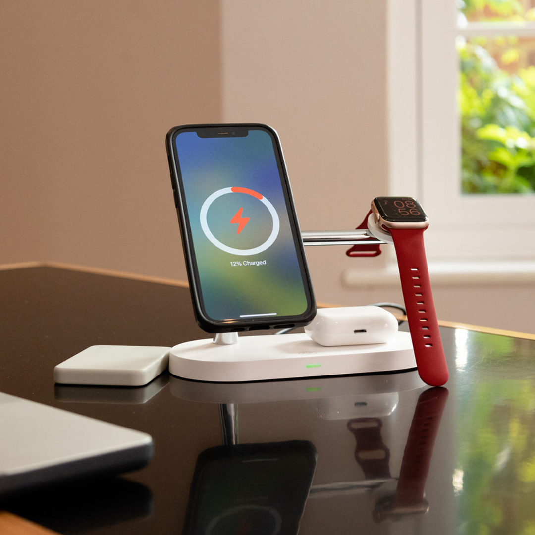 Wireless Charger 4-in-1 Magnetic Qi MagSafe Stand with LED Touch Panel