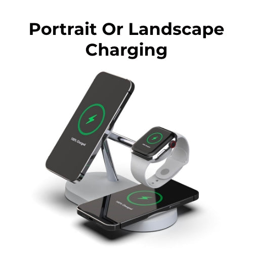 Wireless Charger 4-in-1 Magnetic Qi MagSafe Stand with LED Touch Panel