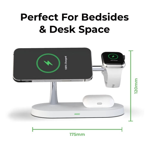 Wireless Charger 4-in-1 Magnetic Qi MagSafe Stand with LED Touch Panel