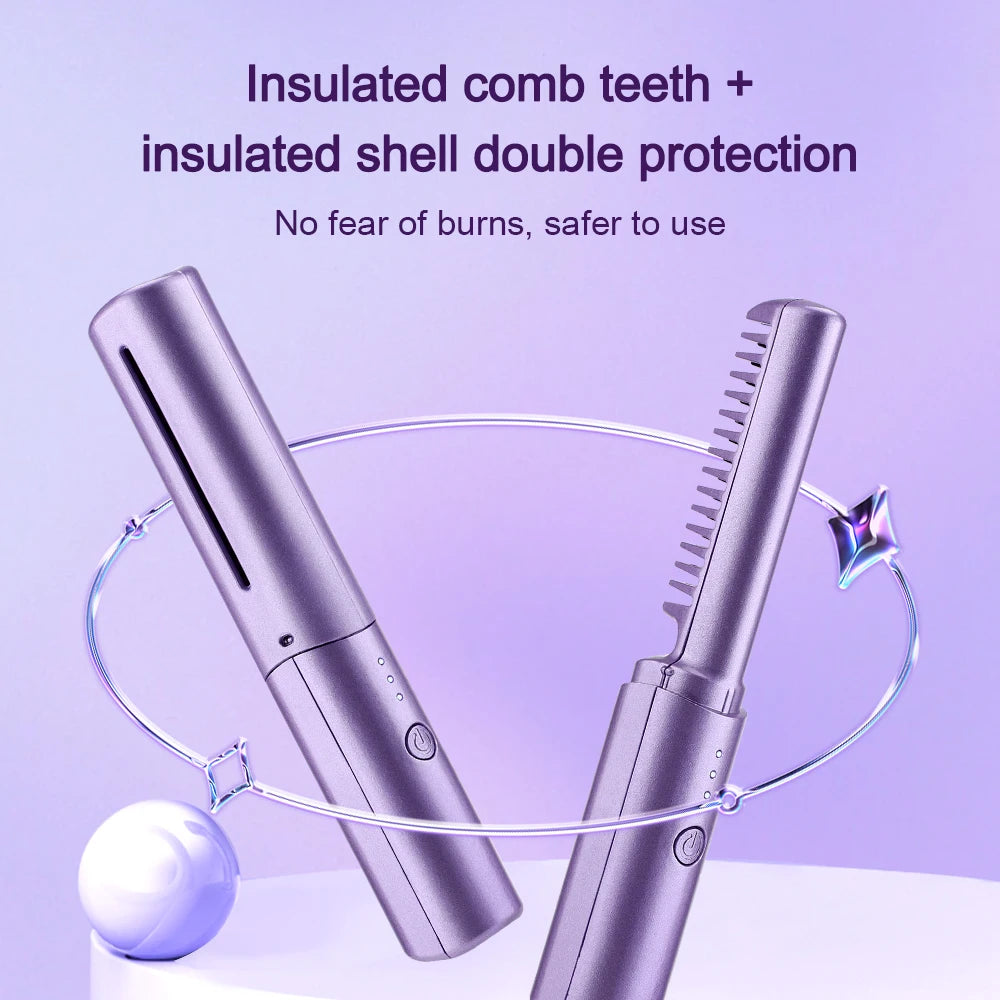 Wireless Hair Straightener | Cordless Heated Comb
