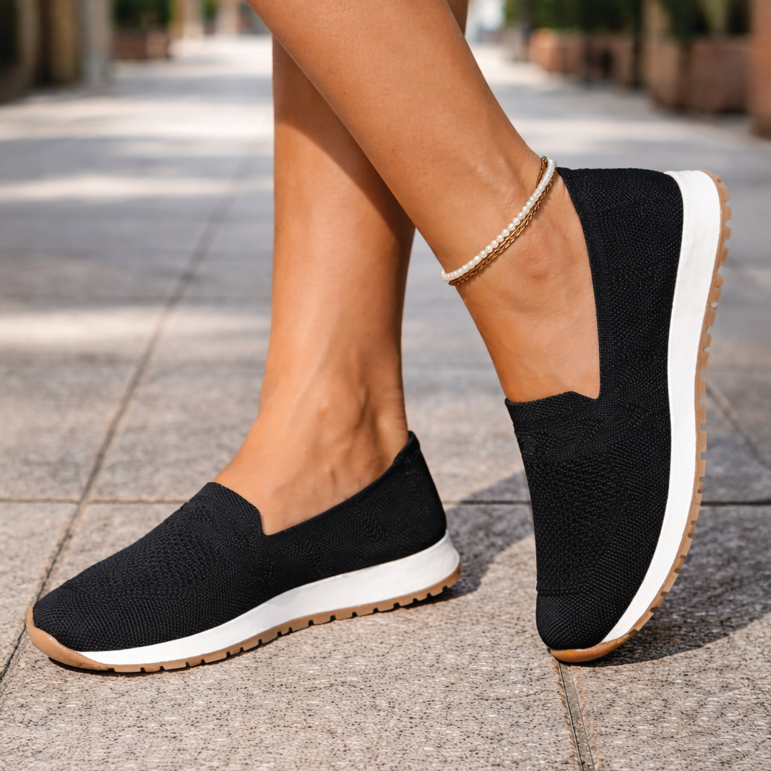 Women's Comfort Shoes - Mesh - Slip-On - Molded Footbed