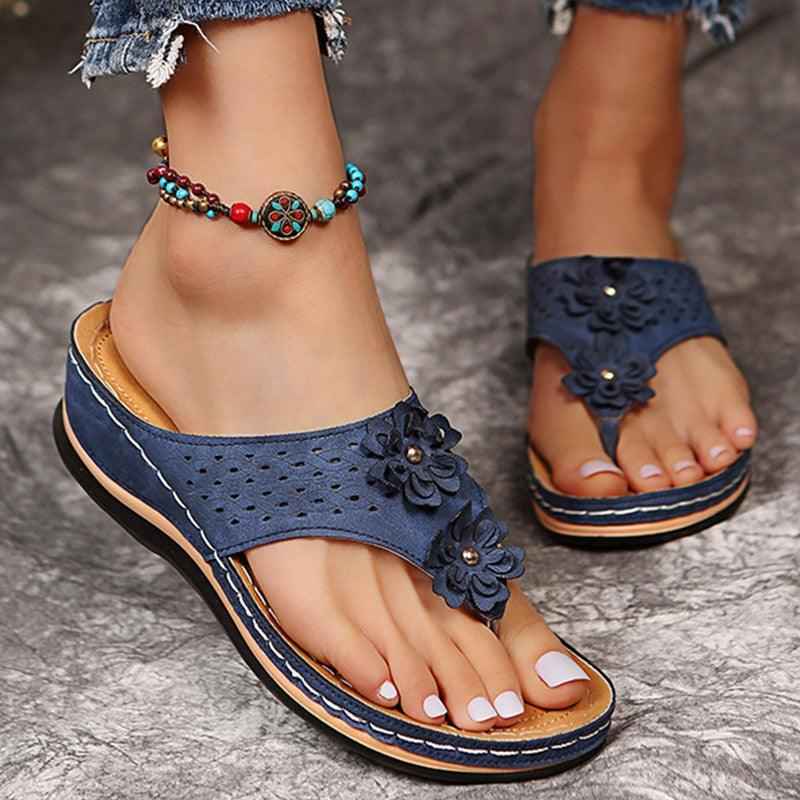 Women's Comfortable Sandals - Rubber - Tri-Sole Design - Support