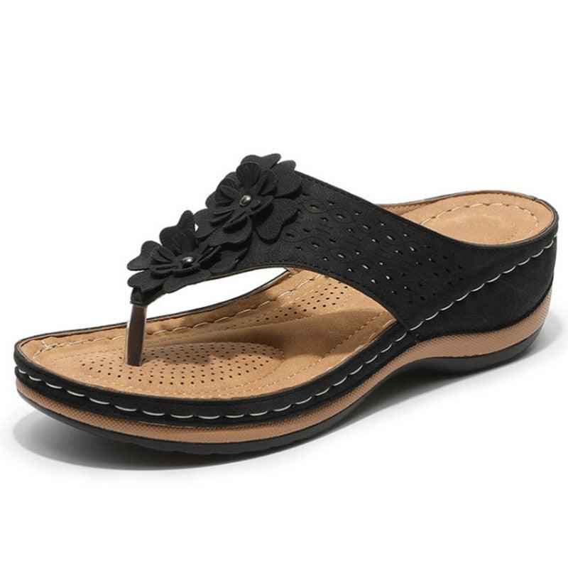 Women's Comfortable Sandals - Rubber - Tri-Sole Design - Support