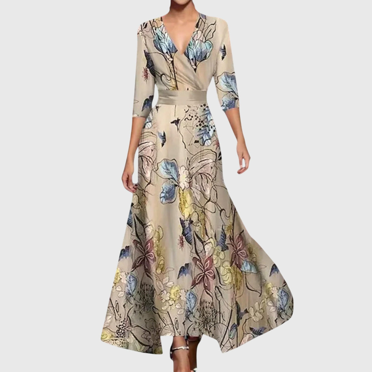 Women's Dress - Polyester - V-Neck - Floral - Tailored Fit