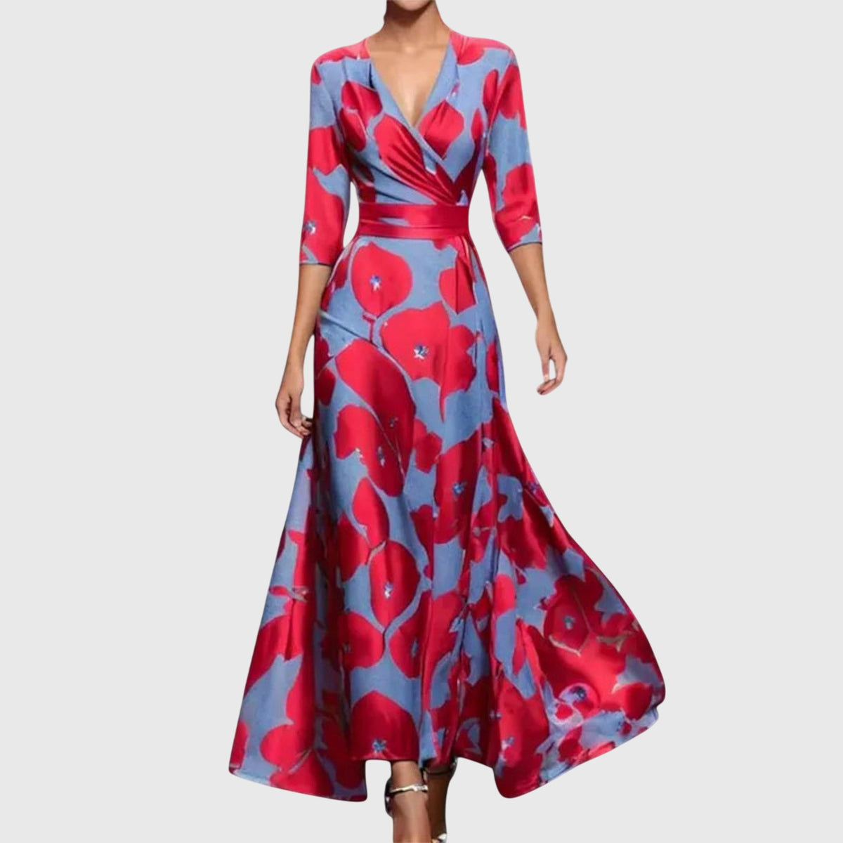 Women's Dress - Polyester - V-Neck - Floral - Tailored Fit