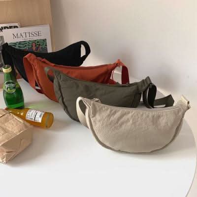 Women's Handbag - Half-Moon Design - Adjustable Strap - Zip Closure