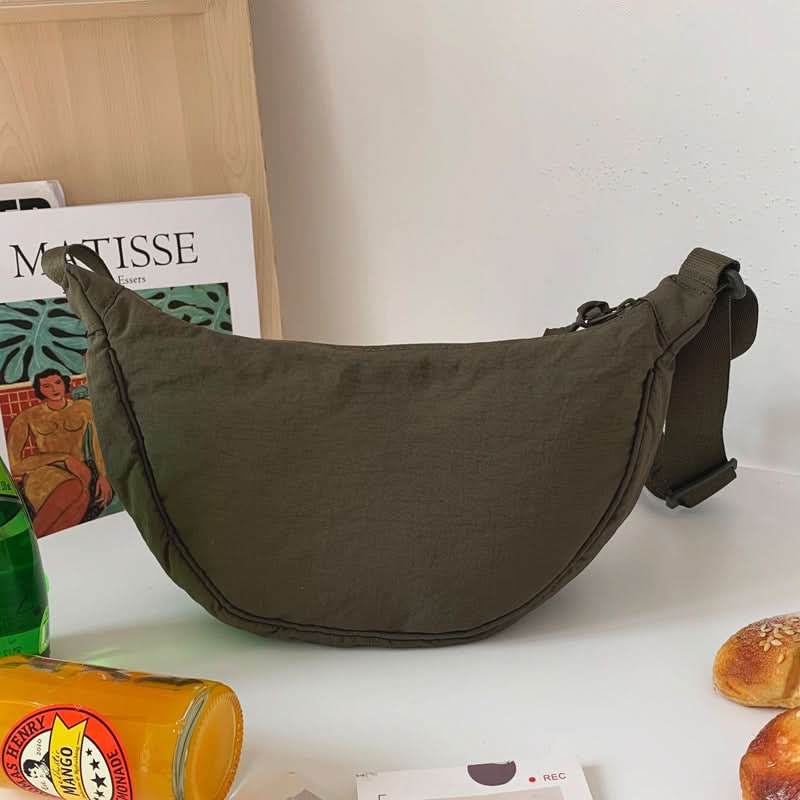 Women's Handbag - Half-Moon Design - Adjustable Strap - Zip Closure